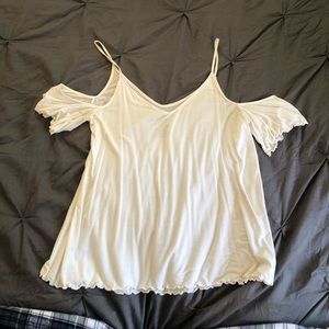 White cold shoulder tank